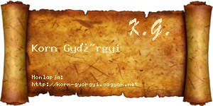 Korn Györgyi névjegykártya